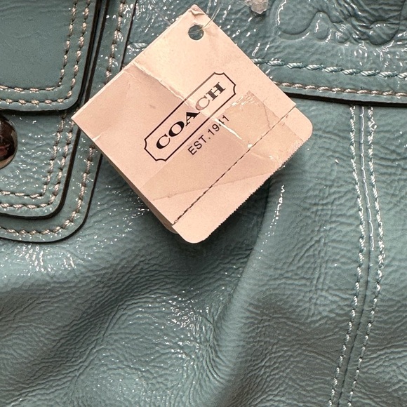 Coach Mineral Soho Pleat Patent Shoulder Tote Bag + COA +Coach Dust Bag NWT! - Picture 5 of 14